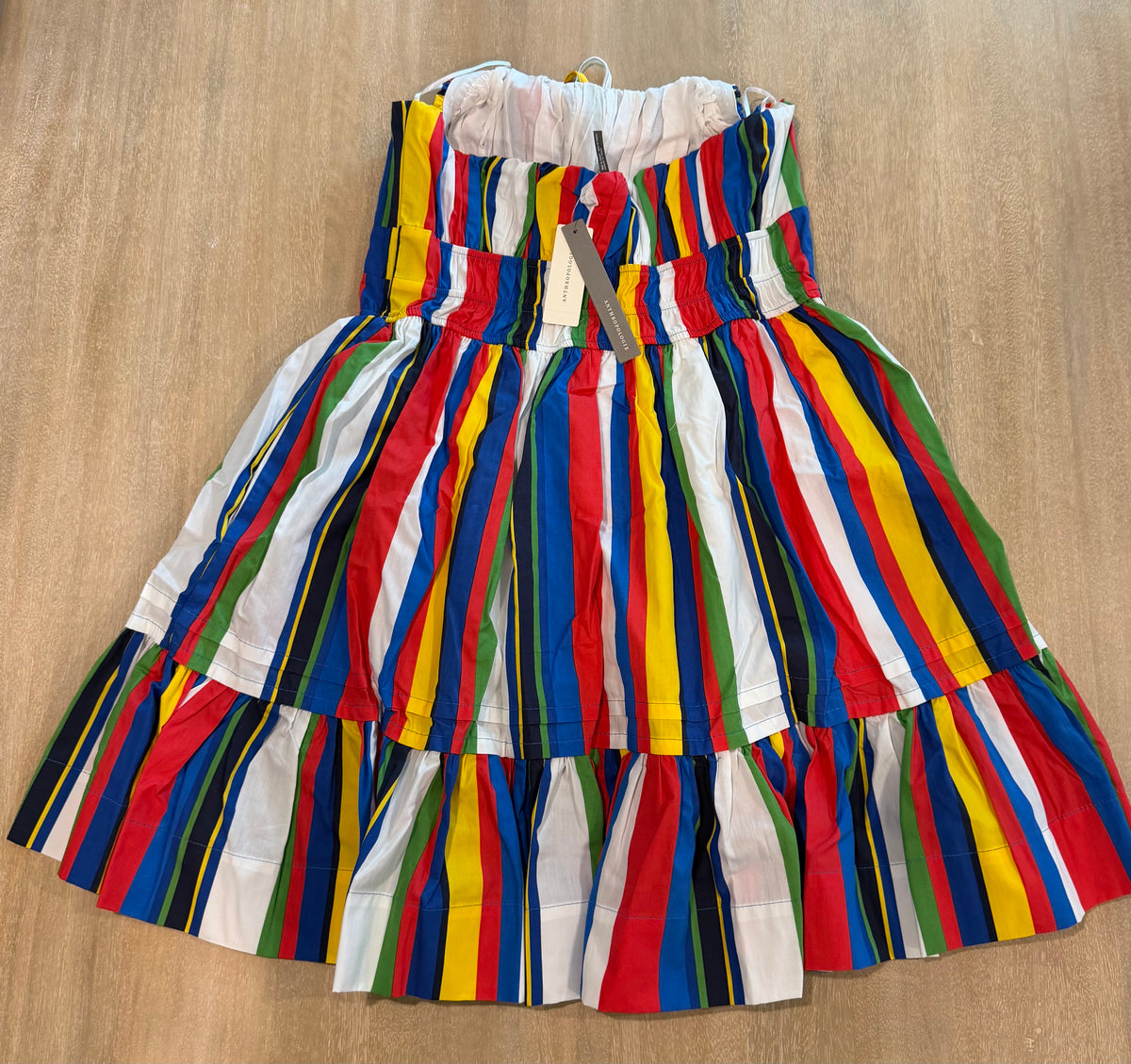 Anthropologie Multicolor Stripe Halter Tiered Mini Dress | Size Large | New with Tags (originally $148)