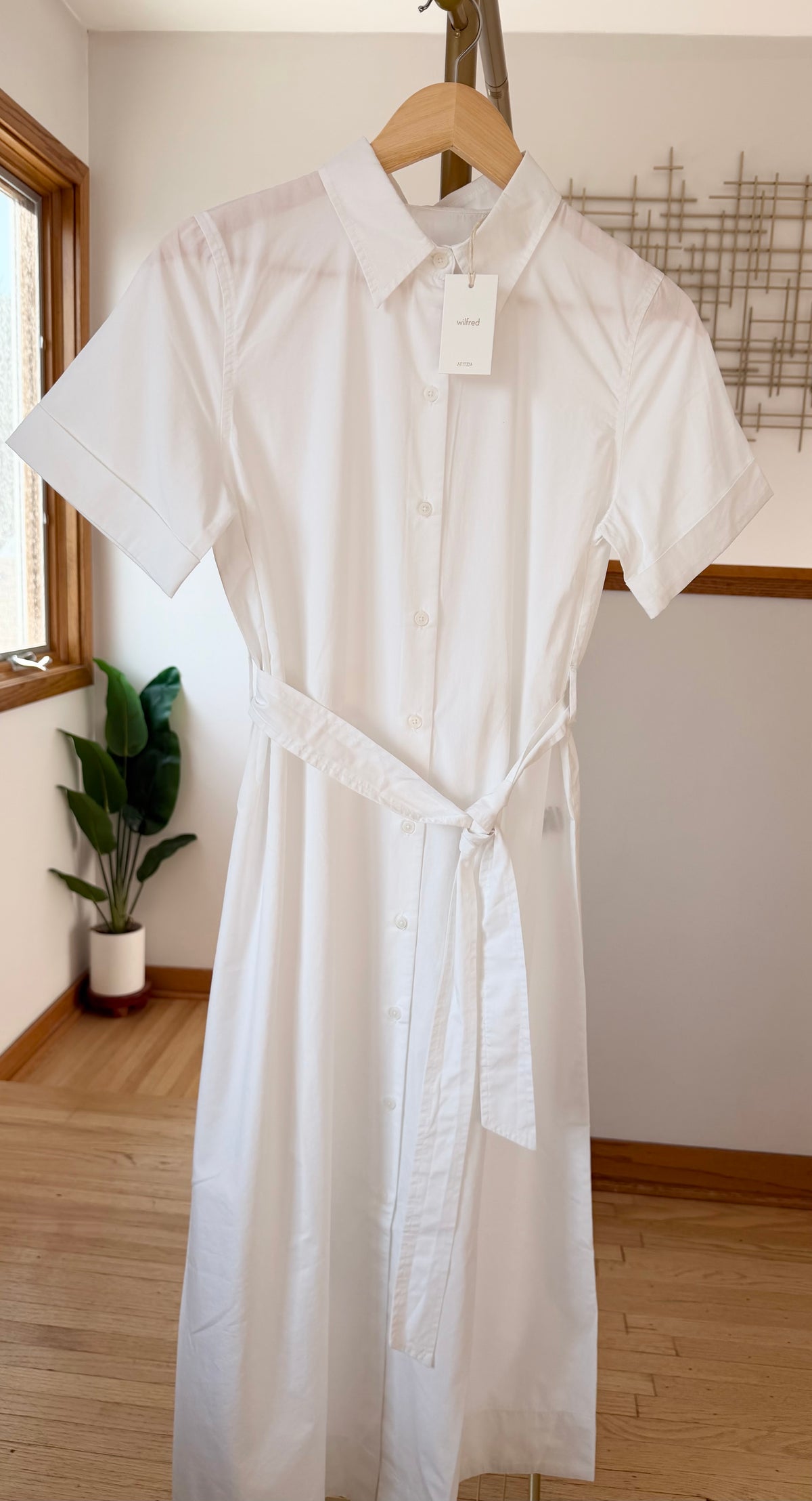 Wilfred by Aritzia Eleta Shirt Dress | Bright White | Size Small | New with Tags (originally $168)