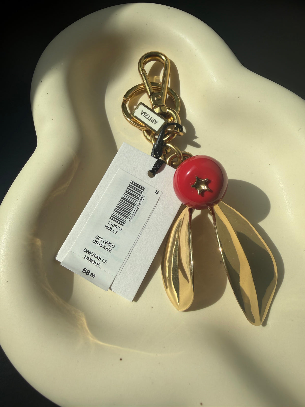 Aritzia Holly Bag Charm | Gold & Red | One Size | New with Tags (originally $68)