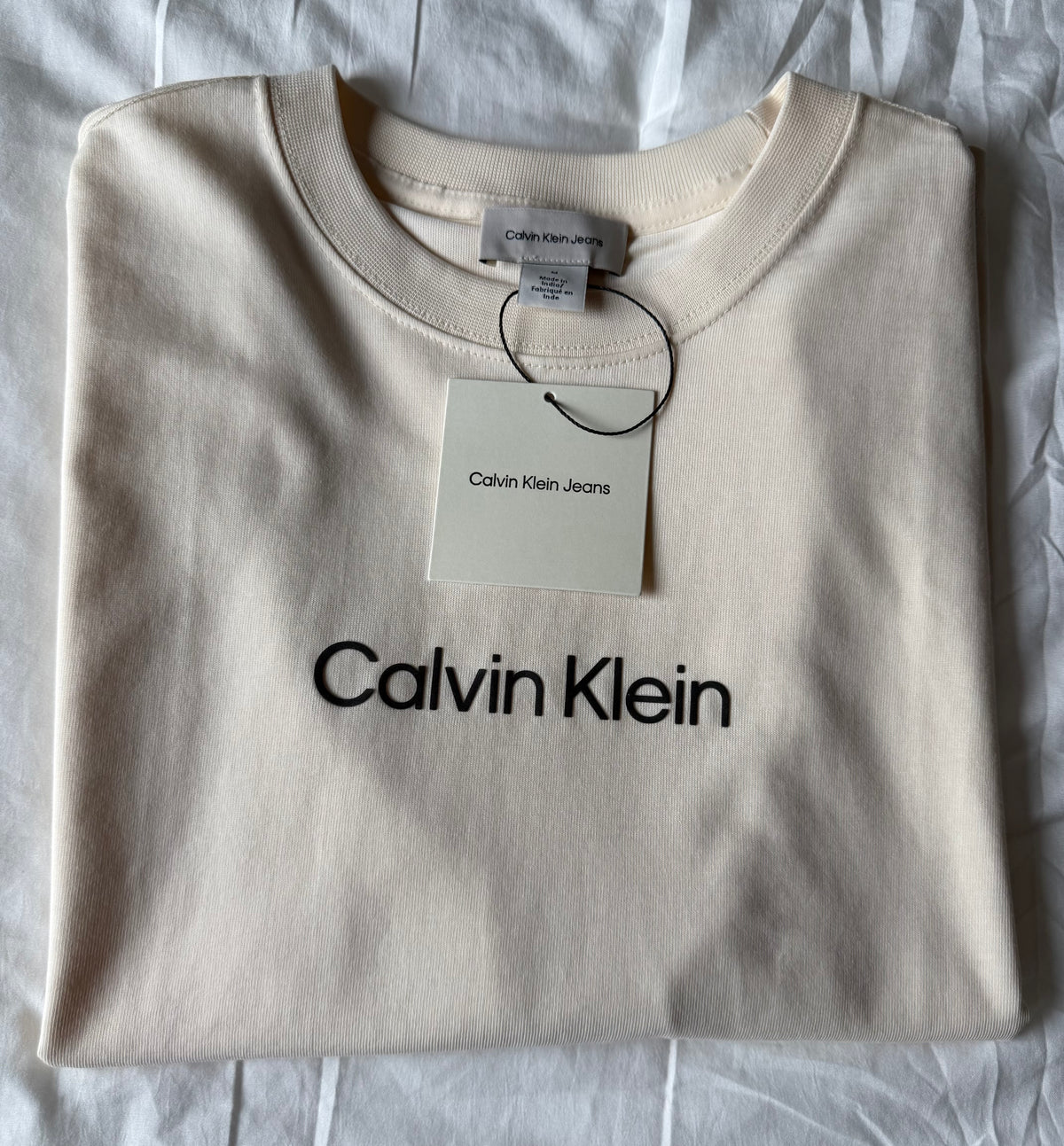 Calvin Klein Jeans Logo T-Shirt – Cream | Size M | New with Tags | Originally $49