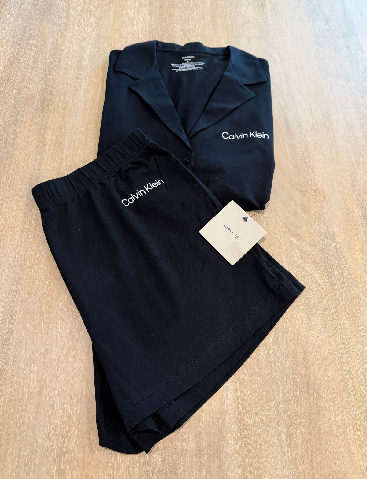 Calvin Klein Logo Button-Up Pajama Set – Black | Size M | New with Tags | Originally $58
