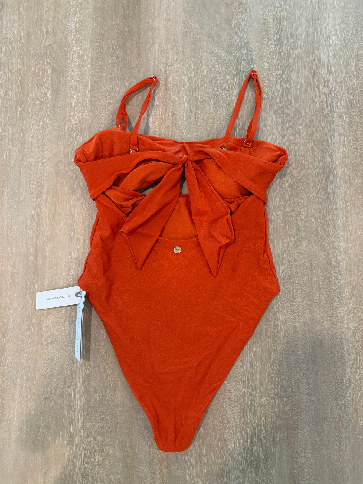 Anthropologie Burnt Orange Ring Detail One-Piece Swimsuit | Size Medium | New with Tags (originally $160)