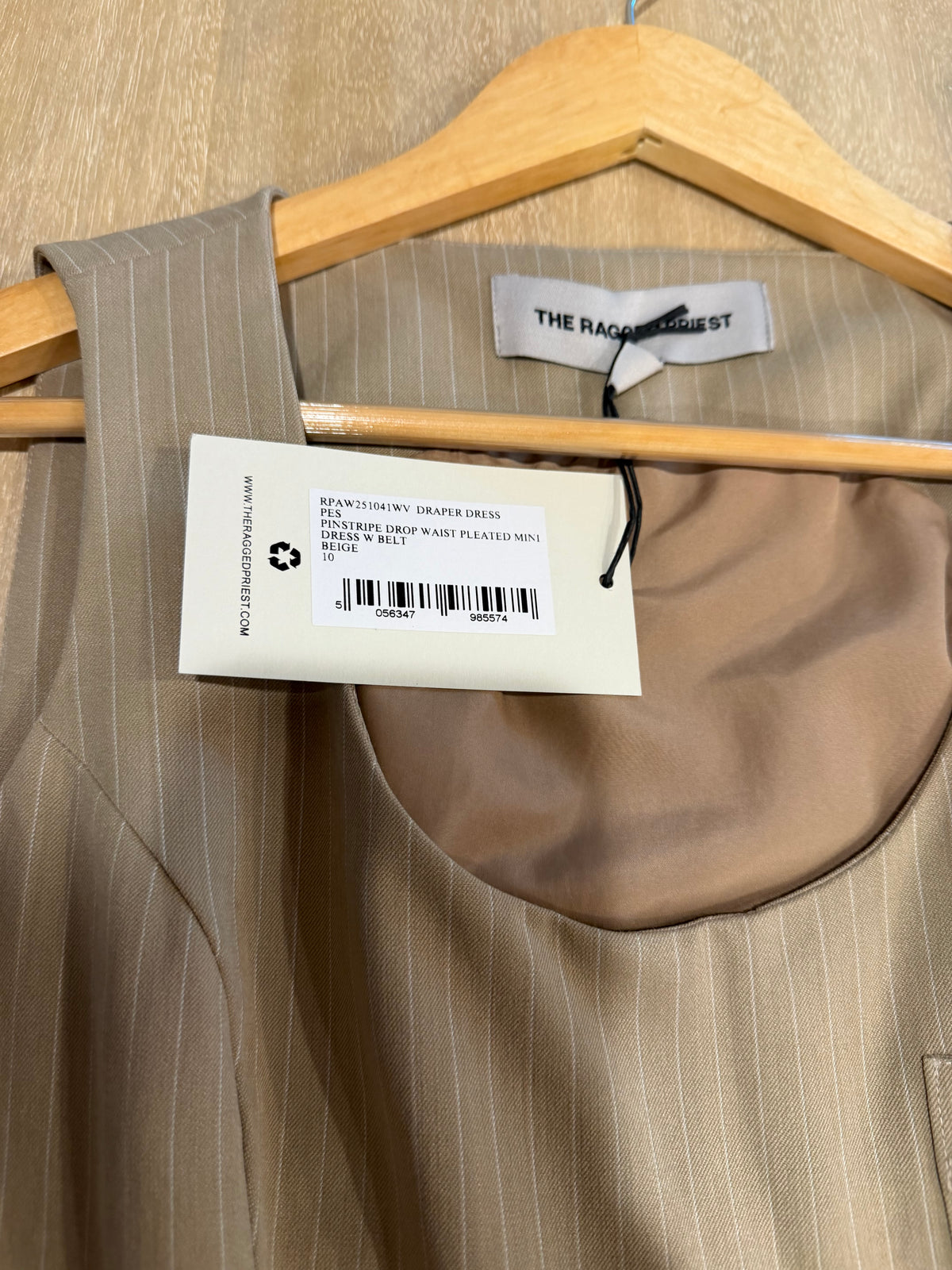 The Ragged Priest Draper Pleated Mini Dress | Tan | Size US 6 | New with Tags (originally $105)